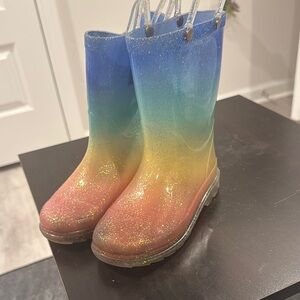 Glittery Rainbow Rain Boots